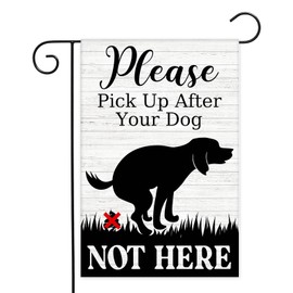 Avezano Please Pick Up After Your Dog Garden Flag Funny Dogs Warning Double-Sided Garden Flag No Pooping Dog Signs for Yard Outdoor Decoration 12x18 Inch