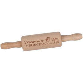 Spruchreif Children's rolling pin with engraving, rolling pin for children, baking, cookie rolling pin as baking accessories, wooden baking roller, gift for children, baking with children