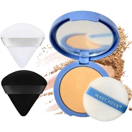 Base de Maquillaje en Polvo Compacto, Matificador y Fijador, tonos Naturales, Control de Brillo Facial de Alta Calidad, minimiza la apariencia de poros, incluye esponja (tono 2)