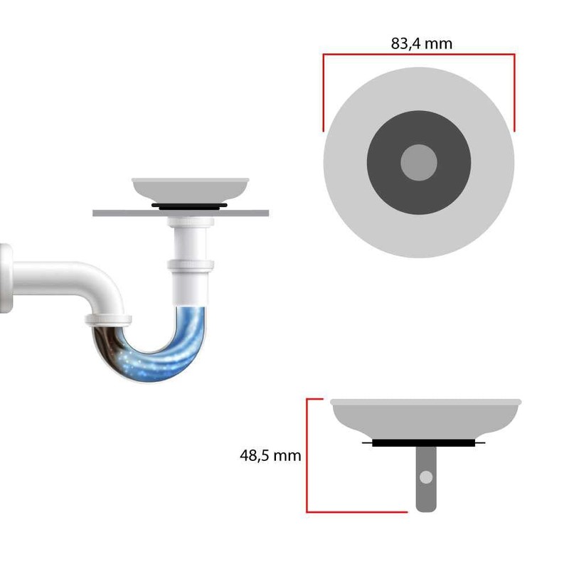 OcioDual Sink Strainer Plug, Diameter 83 mm, Stainless Steel Waste