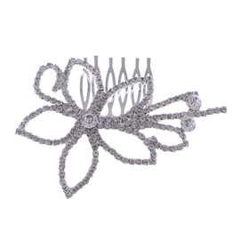 Alilang Silvery Tone Shine Clear Crystal Rhinestones Flower Bridal Hair Comb