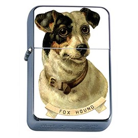 Perfection In Style Silver Flip Top Oil Lighter Vintage Dog Design 004