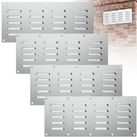 FOROIRON 4 Pack Stainless Steel Venting Panel for Grill Accessory Stainless Steel Vent Cover Grill Vent for Masonry Fire Pits and Outdoor Kitchen, 15" by 6-1/2"