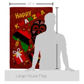 Ornament Collection Light Kinara Candles House Flag Dowel Set Black History Kwanzaa Celebrates African Americans Heritage Decoration Banner Small Garden Yard Gift Double-Sided, Made in USA
