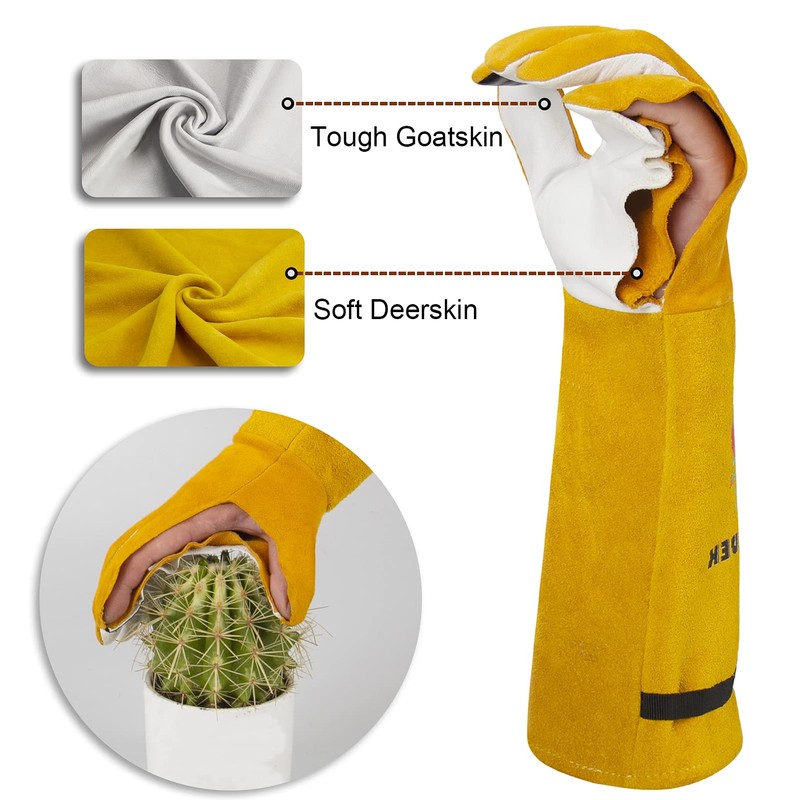 FEISHDEK Rose Pruning Gloves, Deerskin Suede Garden Gloves Women Thorn