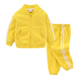 Mud Kingdom Little Boys Tracksuit for Boy Zip up Jogger Set Sweatshirt Jogging Bottoms 2-Piece Sets Yellow 6 Years