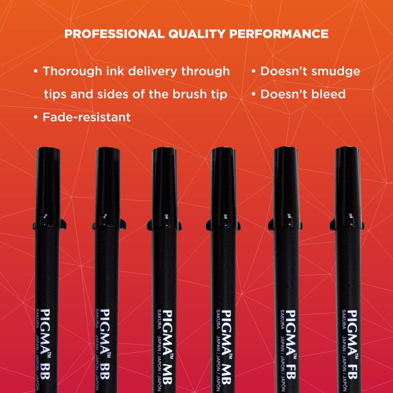 Sakura Pigma Professional Brush Pens - Brush Tip Pens -