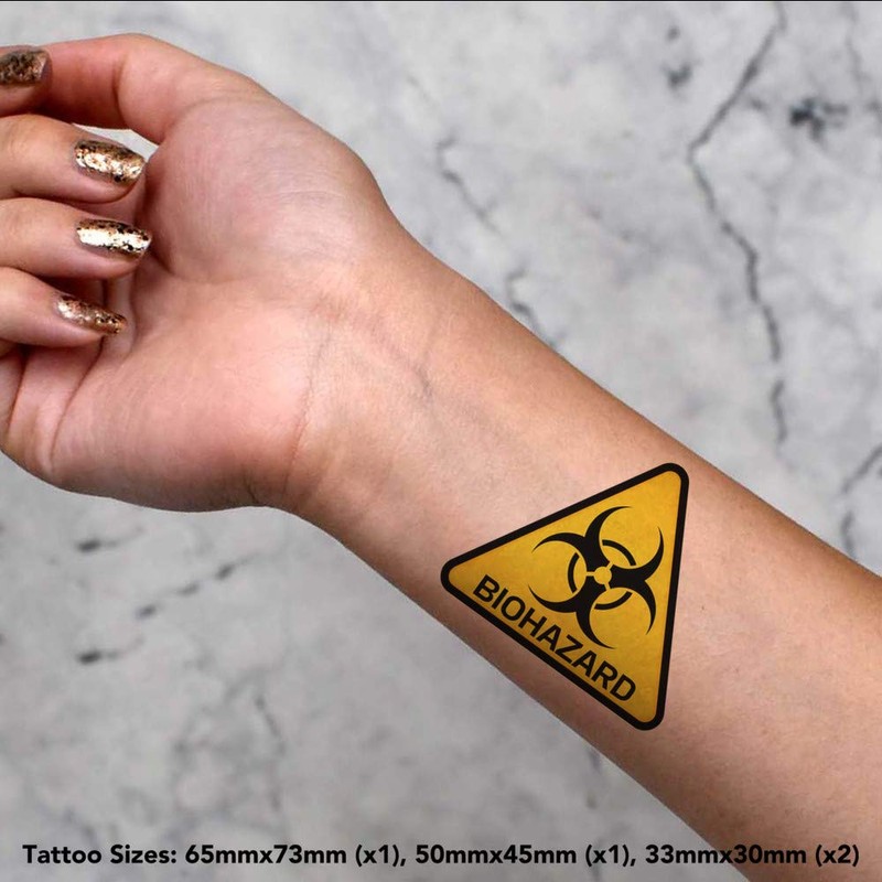 Azeeda 4 x 'Biohazard Sign' Temporary Tattoos (TO00014440)