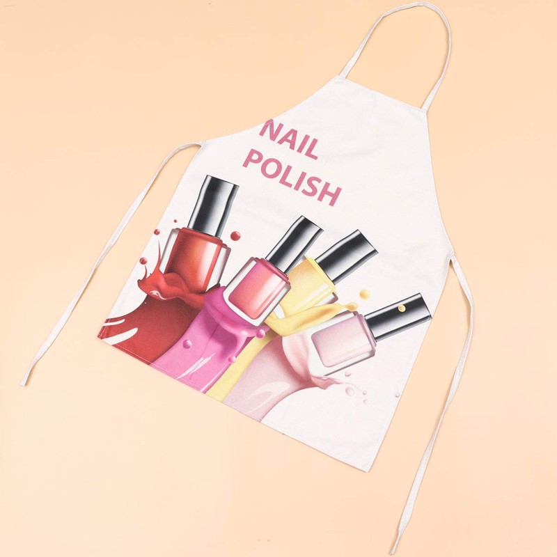 Lurrose Nail Tech Apron Adjustable Neck Long Ties Cosmetic Manicurist