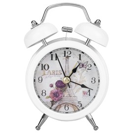 TOPINCN Wecker Metall mit Lichter Funkelnde Glocke Mini Kleiner Stumm Digitaler Wecker Für Schlafzimmer Student(Weiß)