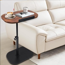 COBATANG C Shaped End Table for Couch, Adjustable Height C Shaped Side Table, 360° Swivel TV Tray Table, Sofa Side Tables for Small Spaces/Living Room/Bedroom/Bathtub