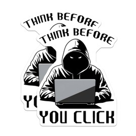 (2 Pack) Think Before You Click Magnets - Hacker - Cybersecurity Decoration - 5" On Longest Side - for Cars, Fridges, Toolboxes - Made in USA - MAG7431