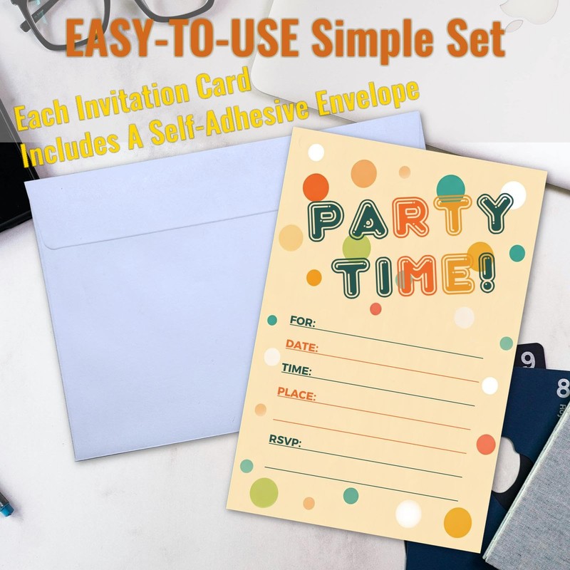 WENFLY Party Time Invitations for All Occasions, Banana Mania Polka