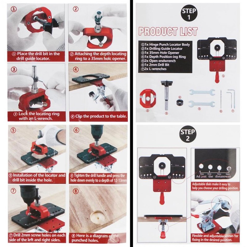 35mm Hinge Jig Drilling Hole Puncher Aluminum Alloy Hinge Jig