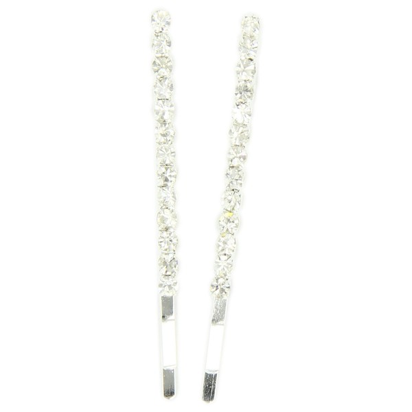Caravan Crystal Bobby Pin in A Classic Bar Decorated W Swarovski Crystal Stones in Pair