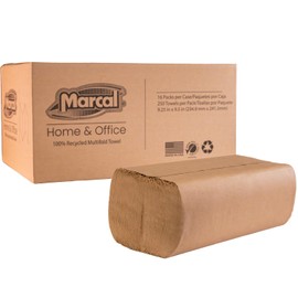 Marcal® Multifold Paper Towels (H3250N), 9.25” x 9.5” sheets, Brown, (250 Sheets/Pack, 16 Packs/Case, 4,000 Sheets/Case), Perfect for Home & Office, Away-from-Home Products, Paper Towels Bulk