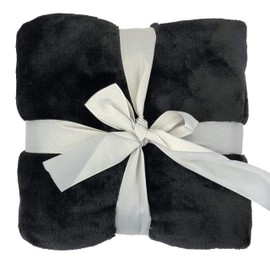 Allgala 60x45 Super Soft Flannel Plush Light Weight Throw Blanket-Black-BLK82306