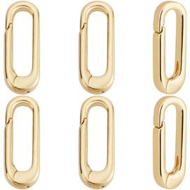 Beebeecraft 6Pcs Oval Gate Ring 0.7x0.3 Inch 18K Gold Plated Brass Small Jewellery Spring Clasp Carabiner Connector for Jewellery Making Necklace Bracelet Keyring DIY Crafts