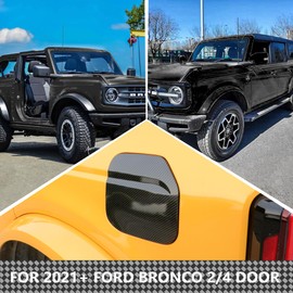 RERPRO Fuel Tank Door Cover Gas Cap Trim Compatible with 2021 2022 2023 2024 2025 Ford Bronco 2/4 Door Exterior Accessories Oil Filler Cap Decal Sticker Decoration Decor 1 Pack Carbon Black