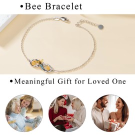 ABIGY Bee Infinity Bracelet 925 Sterling Silver Bee Bracelet Infinity Jewellery With Turquoise for Women