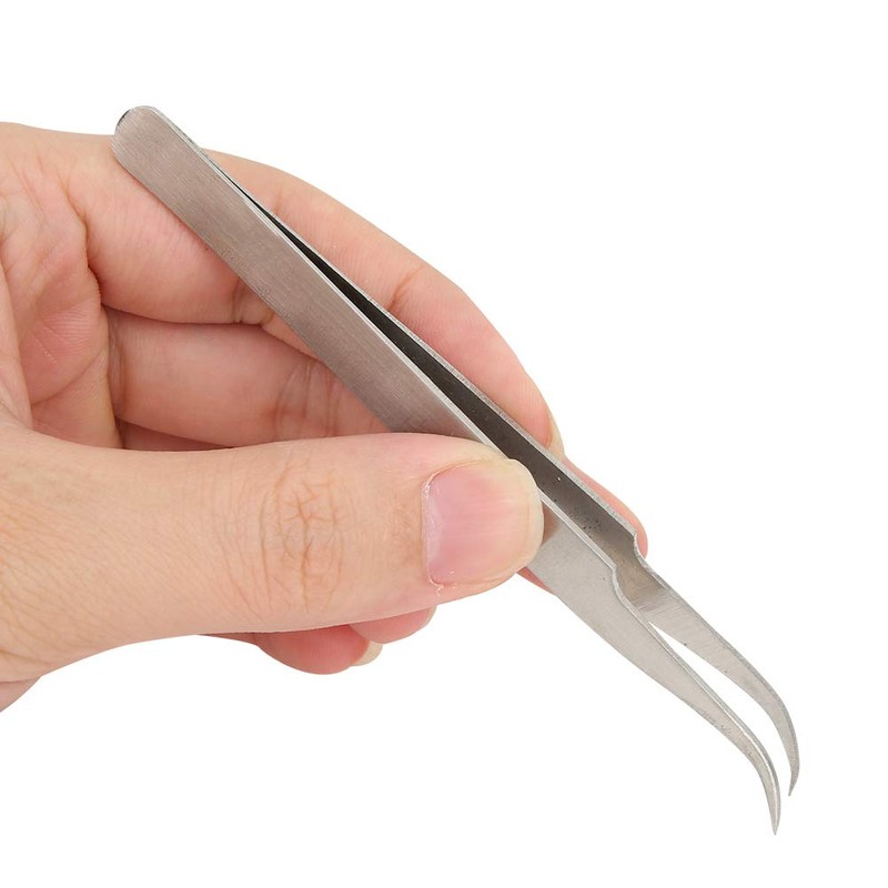 Fdit 4PCS Stainless Steel Straight & Curves Tweezer Tips Set,
