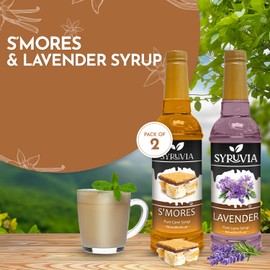 Syruvia Coffee Syrup Variety Pack - S'mores & Lavender- Gluten-Free, Kosher, 25.4 fl oz Bottles - Enhance Your Coffee Experience with Premium Flavoring Syrups
