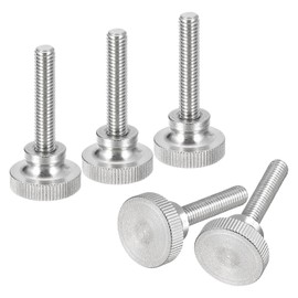 sourcing map M6x30mm Knurled Thumb Screws, 5pcs 304 Stainless Steel Flat Knurled Head Thumb Screws Bolts with Shoulder Grip Knobs Fasteners