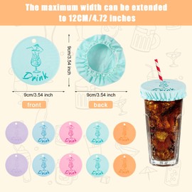 10pcs Drink Cover Scrunchies, Reusable Drink Protector Cap Cover for Alcohol Protection with Straw Hole Night Drink Cover Scrunchies for Girls Women Bar Party (Multicolored)