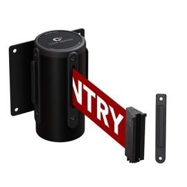 Crowd Control Warehouse - CCW Series WMB-125 Fixed Wall Mount Retractable Belt Barrier 11 Foot, Red"NO Entry" Belt with Black Steel Case