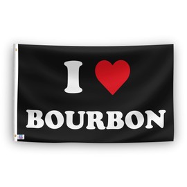 I Love Bourbon I Heart Flag - 3x5 ft High-Durability Polyester Fade-Resistant, Weatherproof Outdoor/Indoor Banner