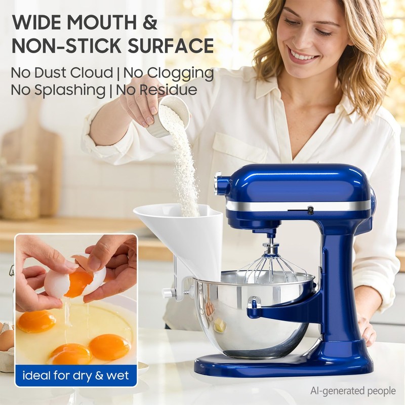 KingofKings Flour Funnel for Kitchen Aid Accessories and Attachments