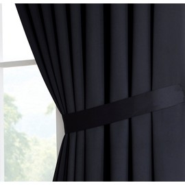 Warm Home Designs Extra Large 2 Black Wall to Wall Curtains 108" x 108" Each with 2 Matching Tie-Backs. Total Width is 216 Inches (18 feet). Great as Room Dividers or Partitions. N Black Wall 108"