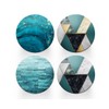 4 x Round Art Deco Coasters - Teal Blue Agate