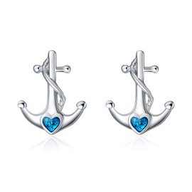 YFN Anchor Earrings Sterling Silver Anchor Stud Nautical Jewelry for Women