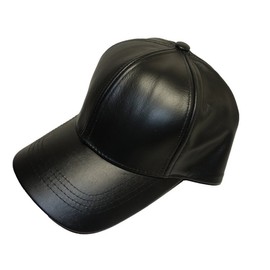 BLACK LEATHER BASEBALL CAP HAT CAPS HATS ADJUSTABLE MADE IN USA