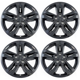 Trim Illusion Set of 4 Gloss Black Wheel Skins - WSK719-18BLK ABS Plastic Wheel Covers 18 Inch - Compatible with 2020-2024 Ford Explorer XLT - Full Surround Edge, Tight Fitment, with Center Cap