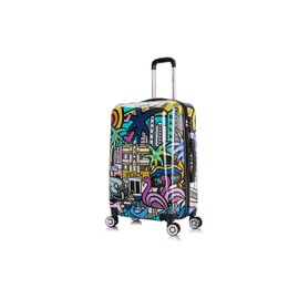 InUSA Miami Print Luggage with Spinner Wheels | Durable Lightweight Hardside Suitcase | Travel Bag with Handle and Trolley | 24-Inch Medium Checked luggage