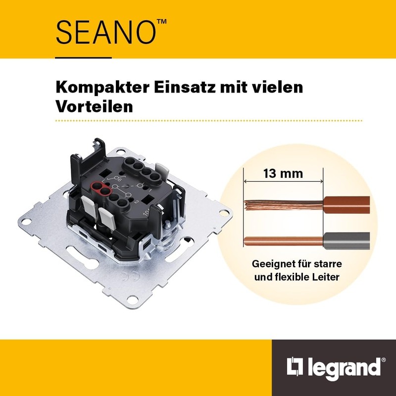 LEGRAND, Seano 765017 Push Button Insert with Toggle Contact and