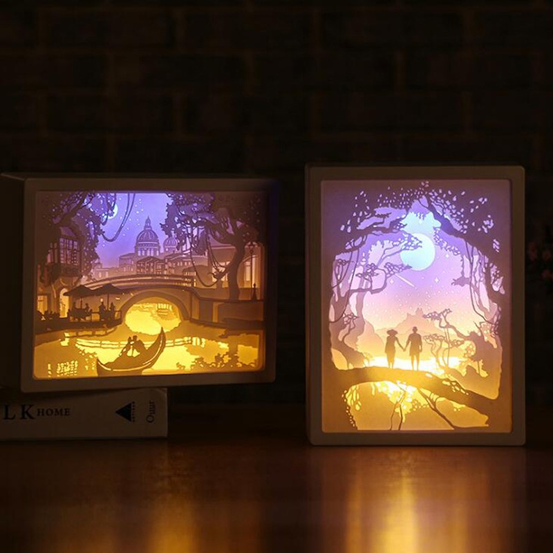 Papercut Light Box 3D LED Paper Carving Lamp Paper Carving