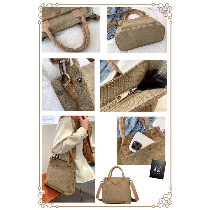 Aquamie Tote Bag, Small, Canvas Bag, Women's, Shoulder Tote, Cross-body,