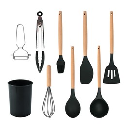 hiino kano Kitchen Tools Set, Cookware, 12 Pieces/9 Piece Set, Living Alone, Kitchen Utensils, New House Celebration, Mother's Day Gift, Heat Resistant, Durable, Wooden Handle, Suitable for Japanese,