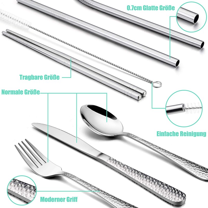 HaWare 9-Piece Camping Cutlery Set Green / White / Blue