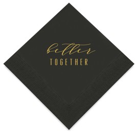 Weddingstar 3-Ply Gold Foil Cocktail Napkins Black - Better Together