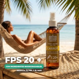 Bronceador Natural Carrot FPS 20+ | con β-Caroteno y Vitaminas | Ideal para Adultos | 125 ml
