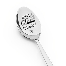 Happy Birthday Gifts for Women Men Birthday Spoons Gifts for BFF Sister Brother Bday Gifts for Son Daughter Birthday Presents for Mom Dad Grandpa Grandma Ice Cream Lover Spoons