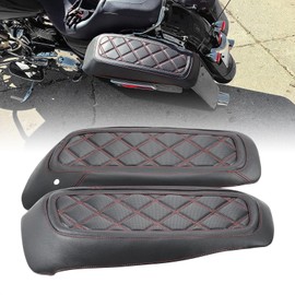 Kiawnia Saddlebag Covers Protective Hard Saddlebag Lid Bra Compatible with 2014-2023 Harley Touring Road King Road Glide Electra Glide Ultra Limited FLHTK FLHXS and Tri Glide (Red Stitching)