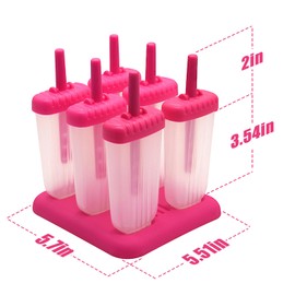 New Resunable Popsicles Molds,Pack of 6 Pce Ice Popsicle Maker- Food Grade BPA Free,Easy-Release Ice Pop Molds,Diy Homemade Popsicle Molds with Resunable Popsicle Sticks (Rose Red-6 Cavity)