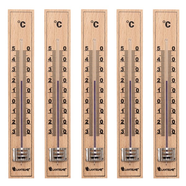 Lantelme Set of 5 Indoor Outdoor Thermometer Set Wood 17