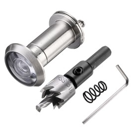 PATIKIL 5/8" Door Viewer Peephole, Copper Privacy Door Viewer with Privacy Cover, 200-Degree Fits 1-3/8" to 2-3/8" Door Peep Hole with 16mm/0.63" Drill Bit for Security, Chrome