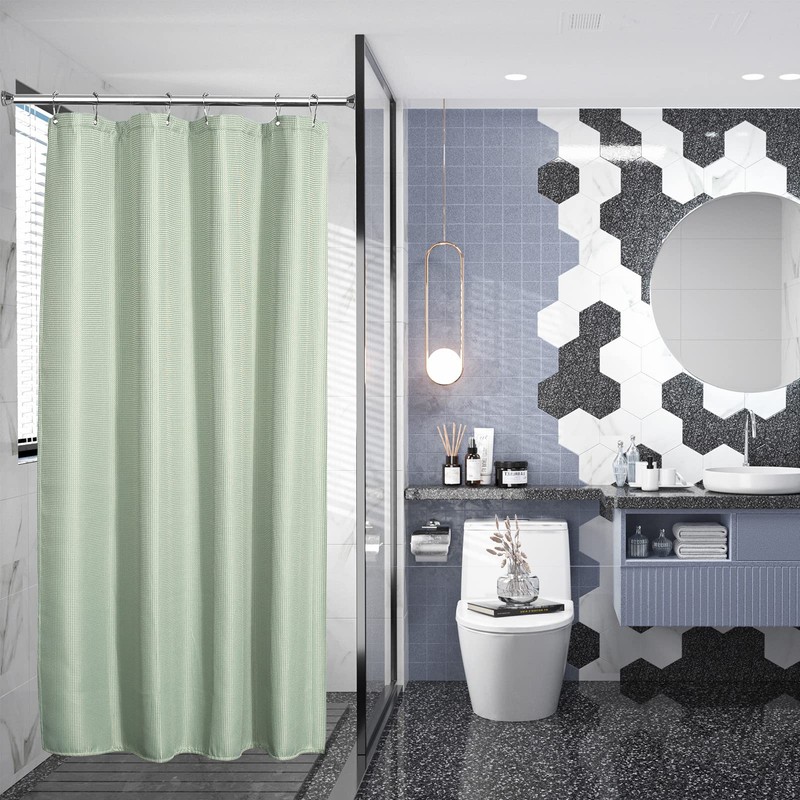 AmazerBath Waffle Stall Shower Curtain, Sage Green Shower Curtain Fabric,